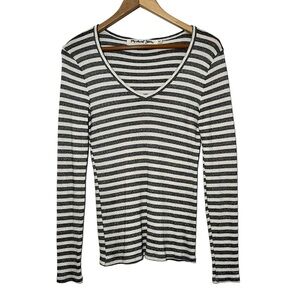 Michael Stars for Anthropologie Shine Striped Long Sleeve V-neck Tee Shirt XS/S